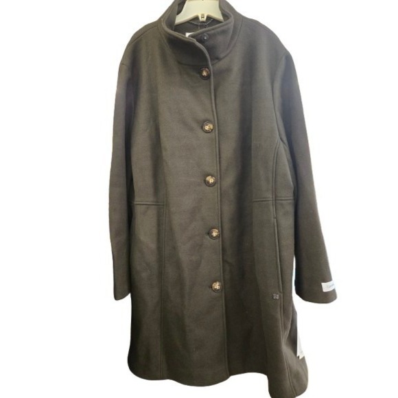 NWT Women's Calvin Klein Overcoat Olive Green Sz 3X - Picture 1 of 5
